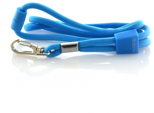Snur textil Lanyard, Office box rotund albastru deschis, 0.5 x 90 cm
